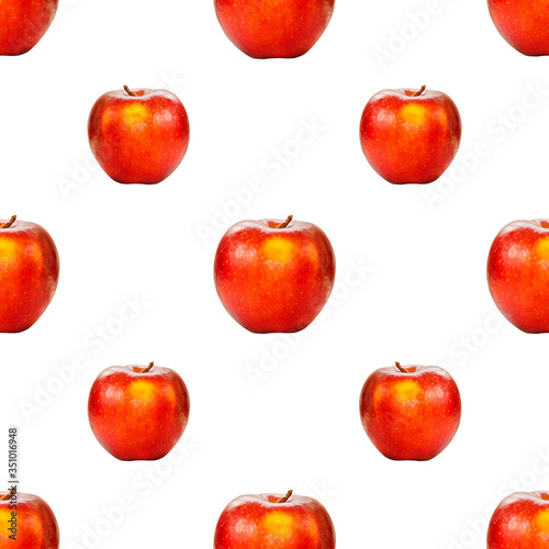 Seamless red Apple Pattern Fruit on isolated Background