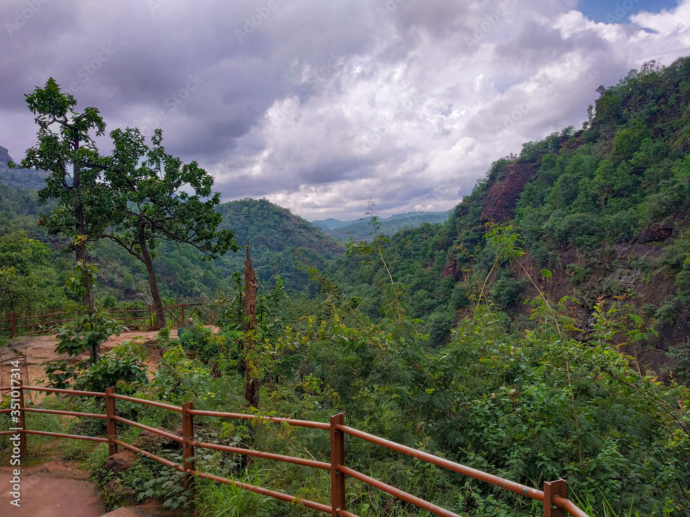 Valleys of the satpura mountain range nearby Bee waterfall Valleys of the satpura mountain range nearby Bee waterfall