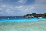 Panoramic view with blue sky and clouds on Similan island No.8 at Similan national park. Phuket, Thailand. View from the sailing rock viewpoint 