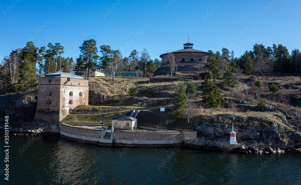 April 22, 2018 Stockholm, Sweden. Fredricksborg fortress on one of the islands of the Stockholm archipelago.