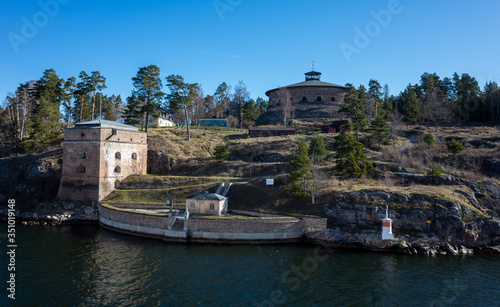 April 22, 2018 Stockholm, Sweden. Fredricksborg fortress on one of the islands of the Stockholm archipelago.