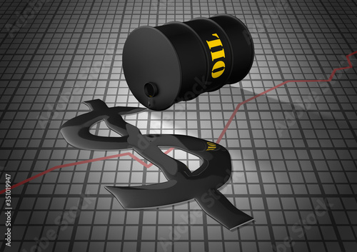 Ölfass vor Dollarsymbol
