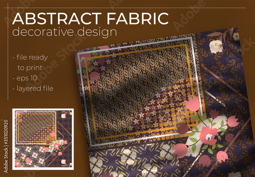 Abstract Silk Scarf Design in Square for Hijab Print, silk neck scarf or kerchief, etc.