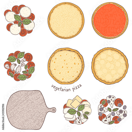 Pizza crust and vegetarian topping