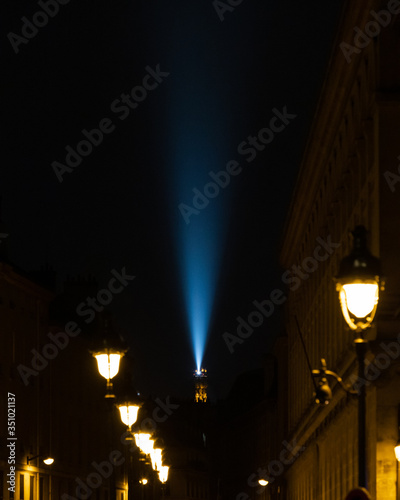 street lights in the night Paris Eiffel Tower