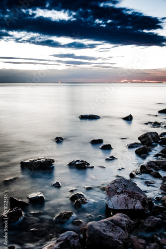 lake landscape with long exposure, vertical format for backgrounds