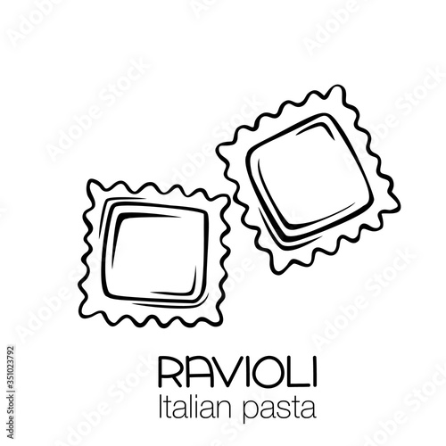 Ravioli pasta outline icon.
