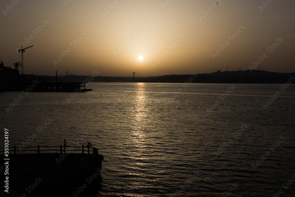 Bosphorus and bridge at sunrise
