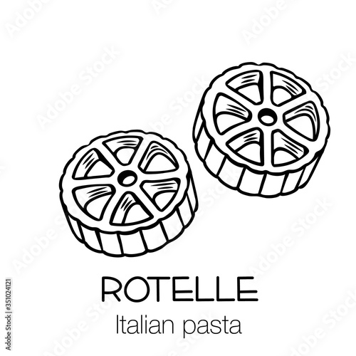 Rotelle pasta outline icon.