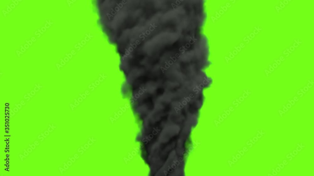 Tornado Twister Weather Loop 3D Smoke Storm Hurricane On Chroma Key Background. Real Smoke Transparent Background. 