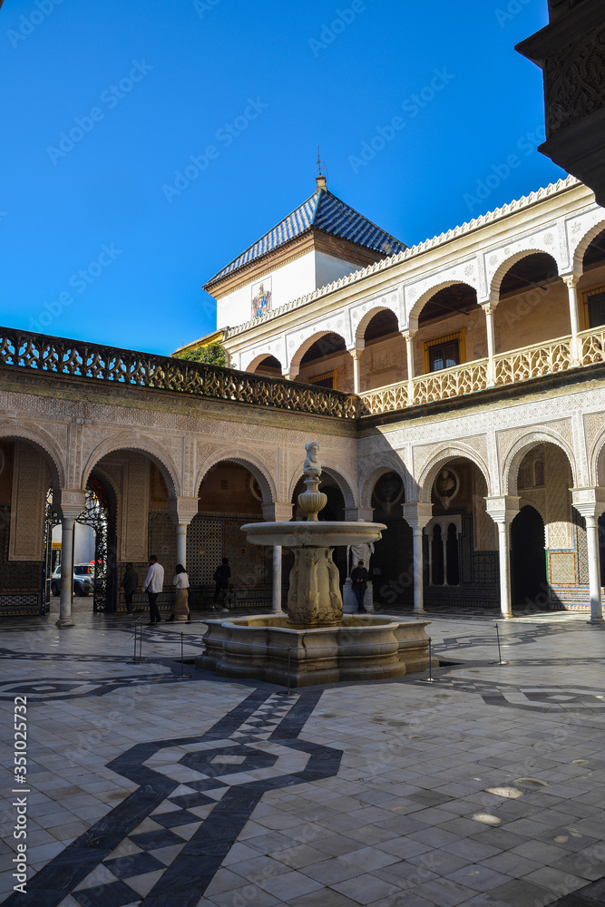 Courtyard in Seville, Moorish style of architecture.