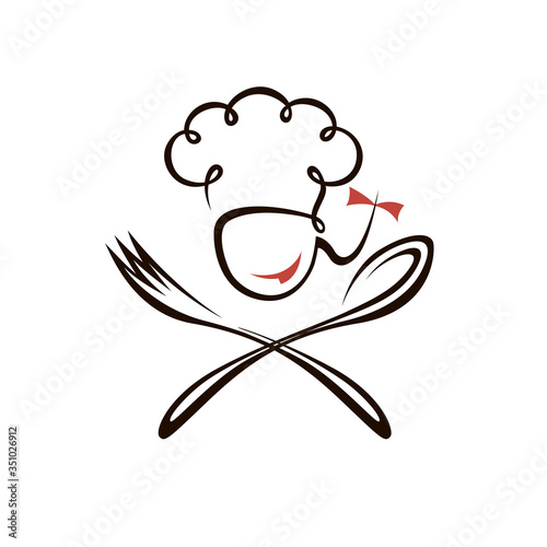 chef woman design with spoon and fork isolated on white background