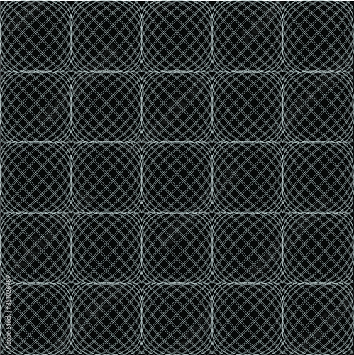 Seamless vector pattern with light grey meshy squares on black background
