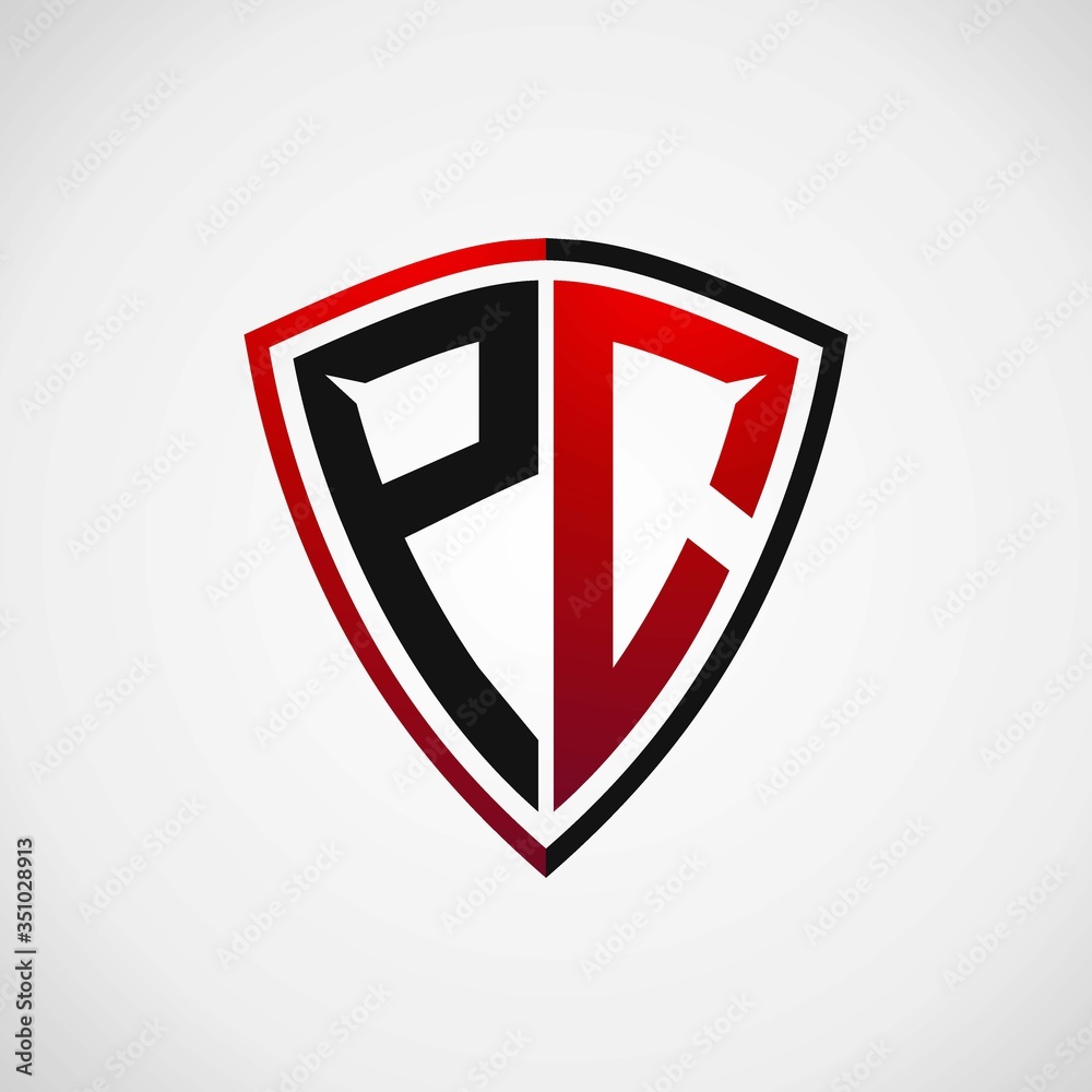 PC initials shield logo designs modern templates. Stock Vector | Adobe ...