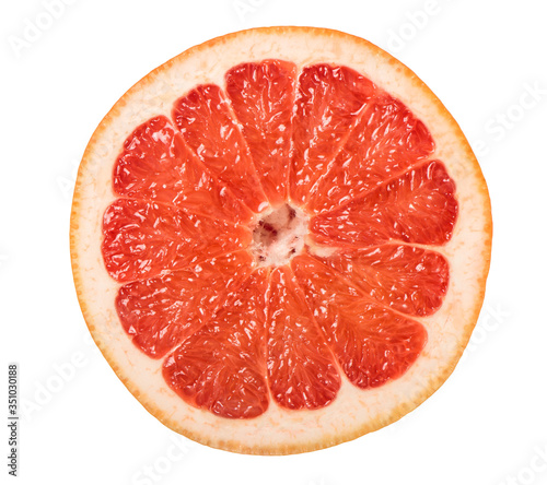 Grapefruit fruit slice isolated white background