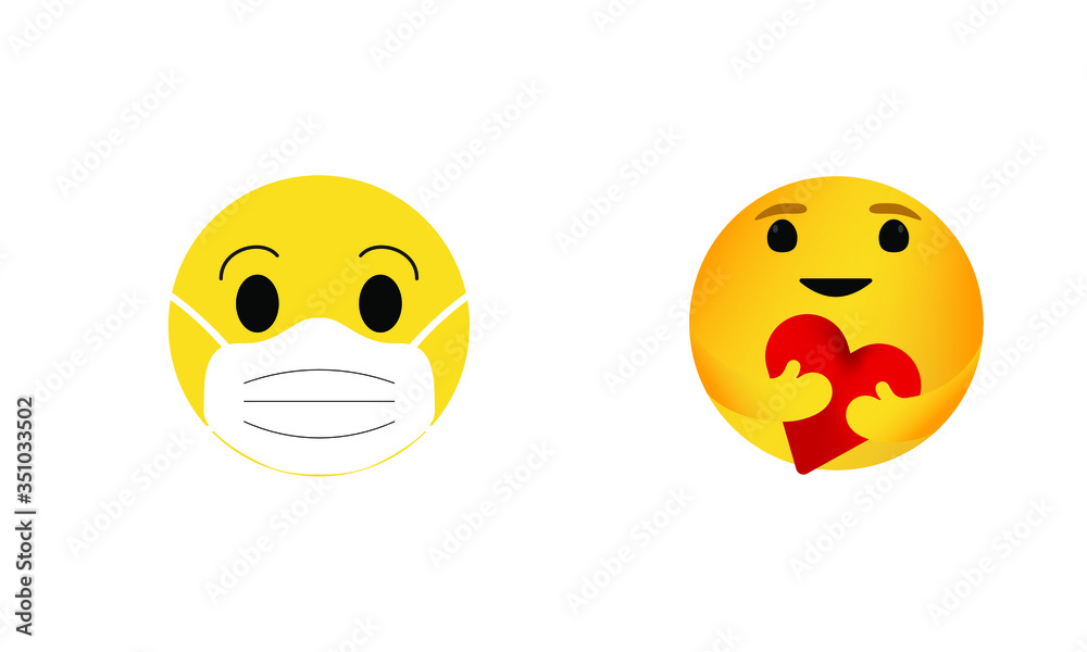 Set of Covid-19 Emoji Icons or social media reaction button