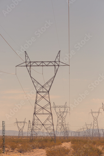 Electricity power lines seen in Nevada desert