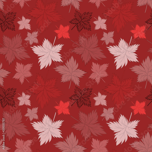 Seamless texture, square, pattern - autumn waltz. Falling leaves of different sizes. A five-leaf. Maple leaf. Figure for the background of the site or blog, textiles, packaging, wallpaper. Vector
