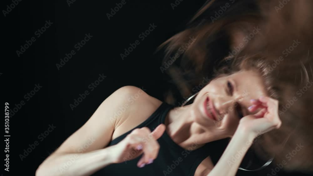 Portrait of female playing hair demonstrating choreography element. Close up shot on 4k RED camera Portrait of female playing hair demonstrating choreography element. Close up shot on 4k RED camera
