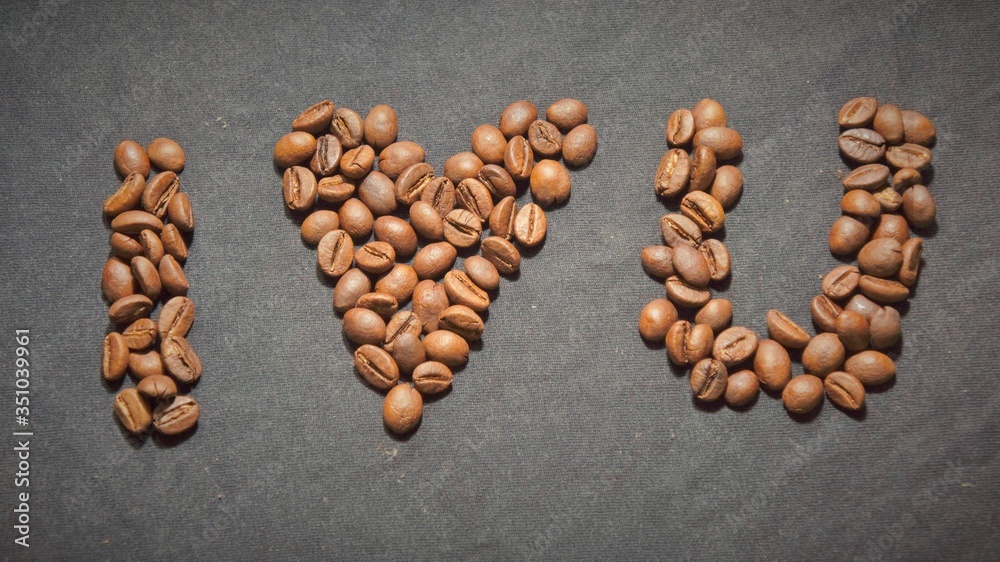 coffee beans on burlap background