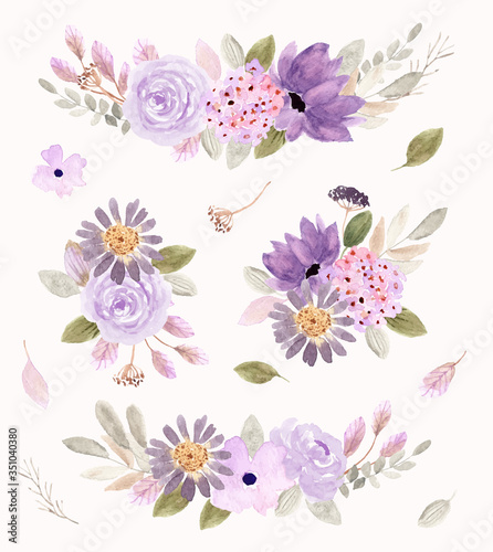 soft purple floral arrangement watercolor collection