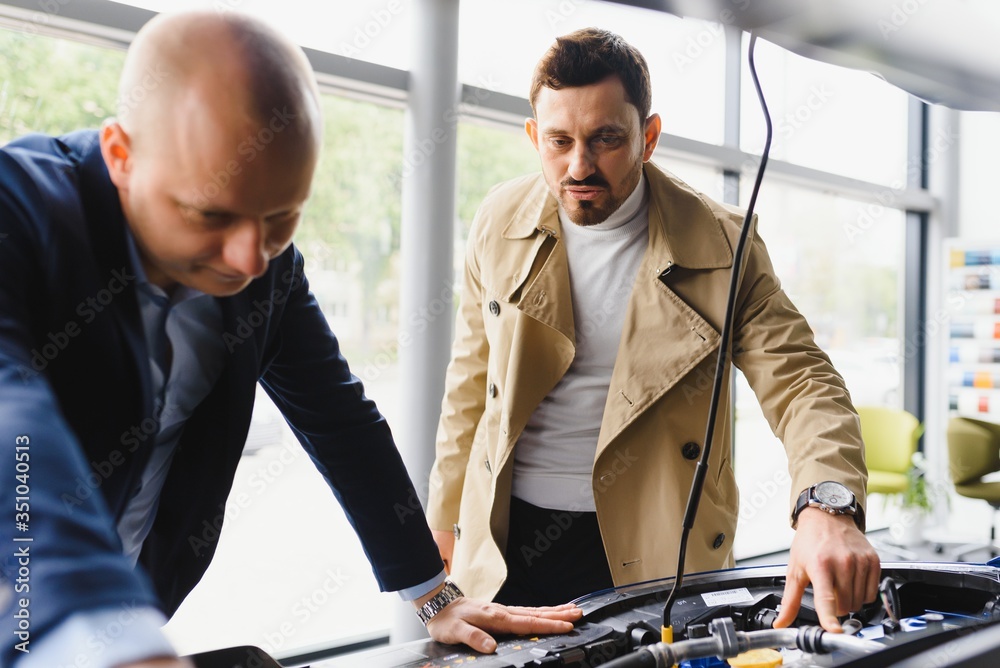 The seller and the buyer in the auto show The seller and the buyer in the auto show