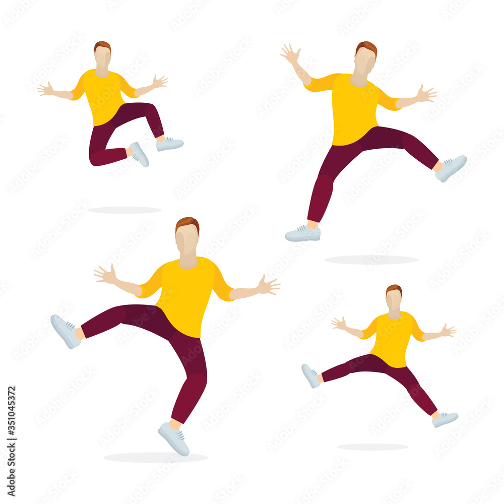 Jumping man. Jumping characters vector illustrations set. Part of set.
