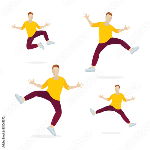 Jumping man. Jumping characters vector illustrations set. Part of set. © Goga