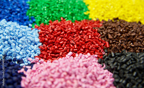 Multi colored plastic polymer granules 