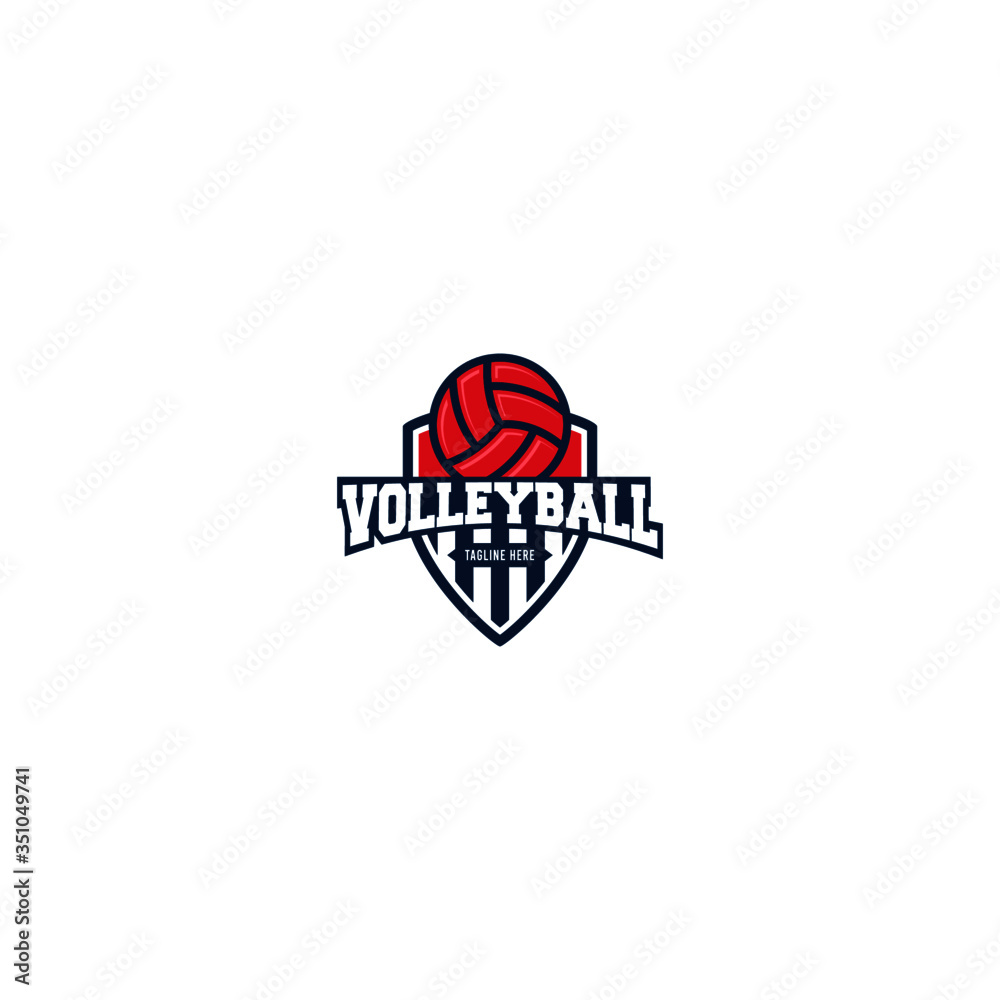 Volleyball championship logo, emblem, icons, designs templates with volleyball ball and shield. Sport emblem insignia templates. Volleyball championship logo, emblem, icons, designs templates with volleyball ball and shield. Sport emblem insignia templates.