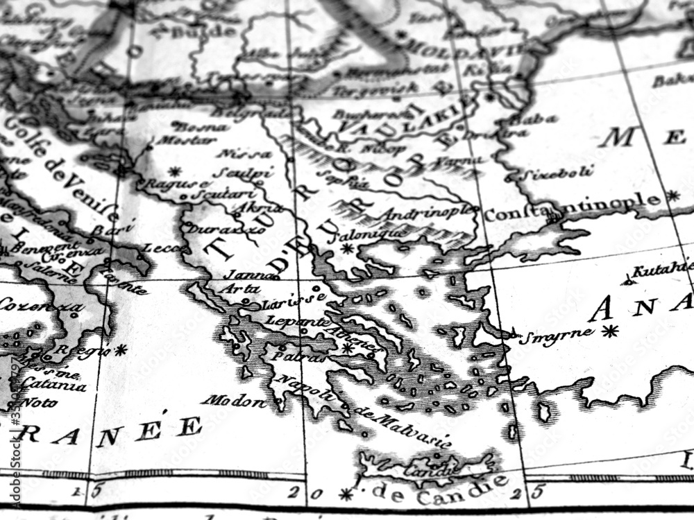 アンティークの世界地図　ギリシャ