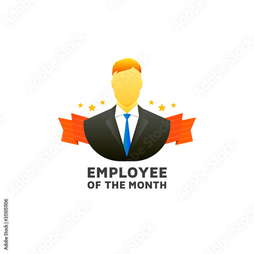 An employee of the month label design. Vector illustration