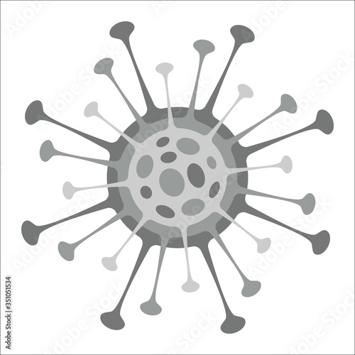 Bacteria. Biology. Organism. Virus Infection Ebola Epidemic Sick. Medical Genetics Bacteriological Microorganism. Flat Vector Illustration. Grey virus. Coronavirus. Civid19