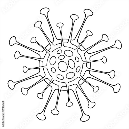 Bacteria. Biology. Organism. Virus Infection Ebola Epidemic Sick. Medical Genetics Bacteriological Microorganism. Flat Vector Illustration. Line illustration virus. Coronavirus. Civid19