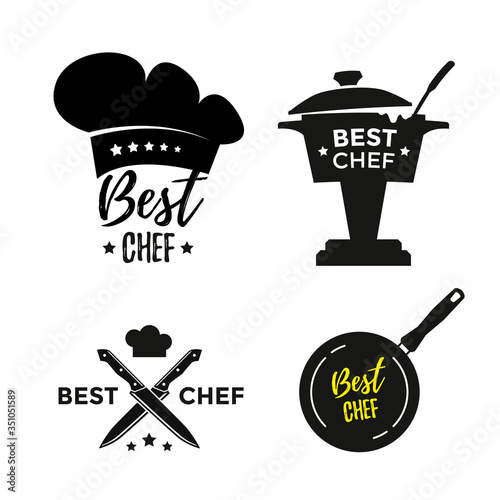 Best chef set of design icons or labels. Award cooking. Vector illustration