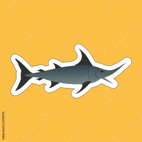 Sticker of Swordfish Closed Their Eyes While Opening Their Mouth  Cartoon  Cute Funny Character  Flat Design