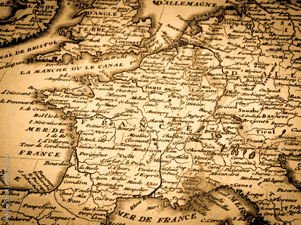 アンティークの世界地図　フランス
