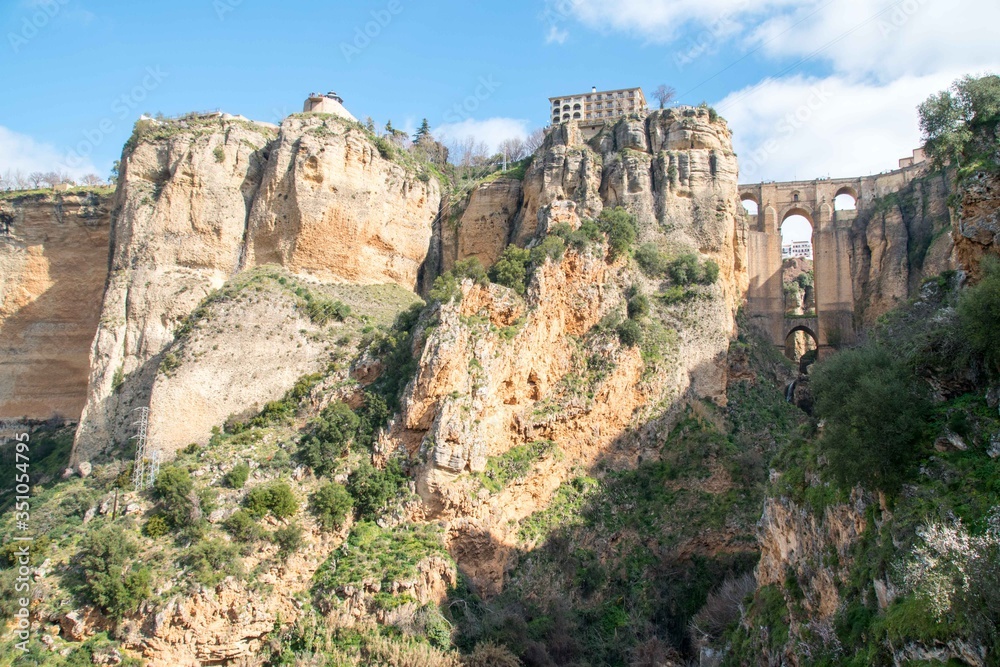 View of an iconic rock formation in Rhonda, Andalusia