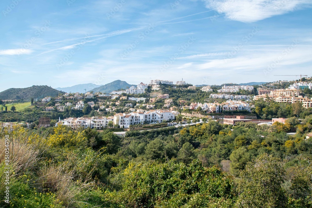 Panorama of a white village in Andalusia, Spain
