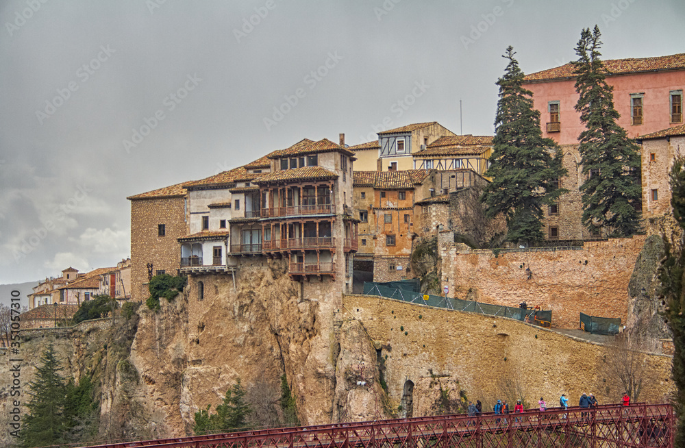 View of the Hanging Houses of Cuenca in winter