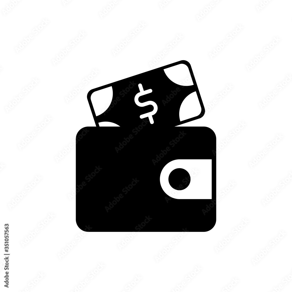Dollar money and wallet glyph icon design. Finance vector illustration. Business black icon vector. Dollar money and wallet glyph icon design. Finance vector illustration. Business black icon vector.