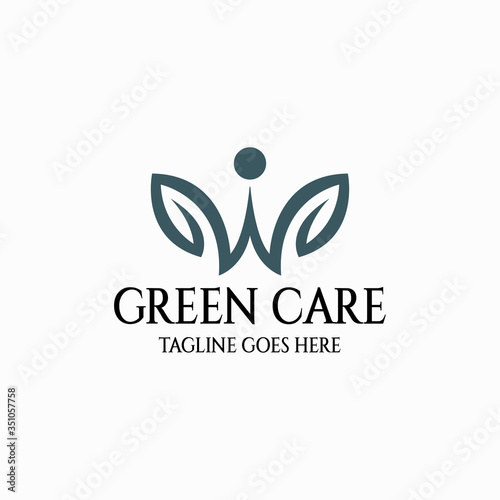 Green care logo design template. Vector illustration