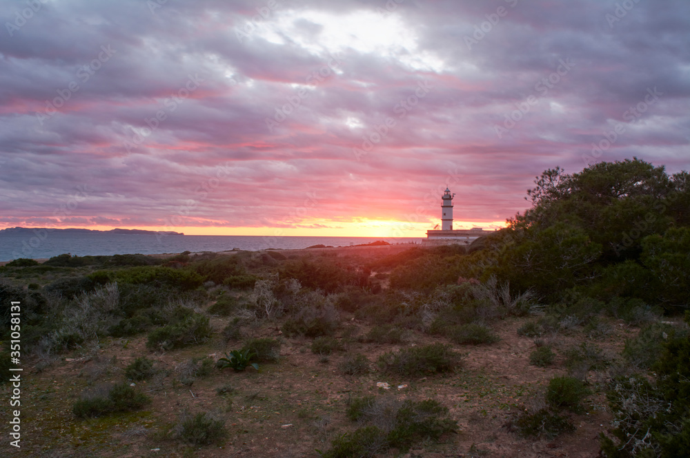 Lighthouse at Cap de Ses Salines. Majorca, Spaincabrera island balearic mediterranean isla de cabrera vista desde cap ses selines mallorca