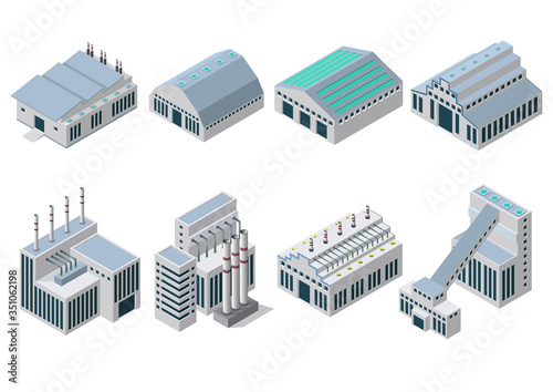 Industrial buildings icon set.