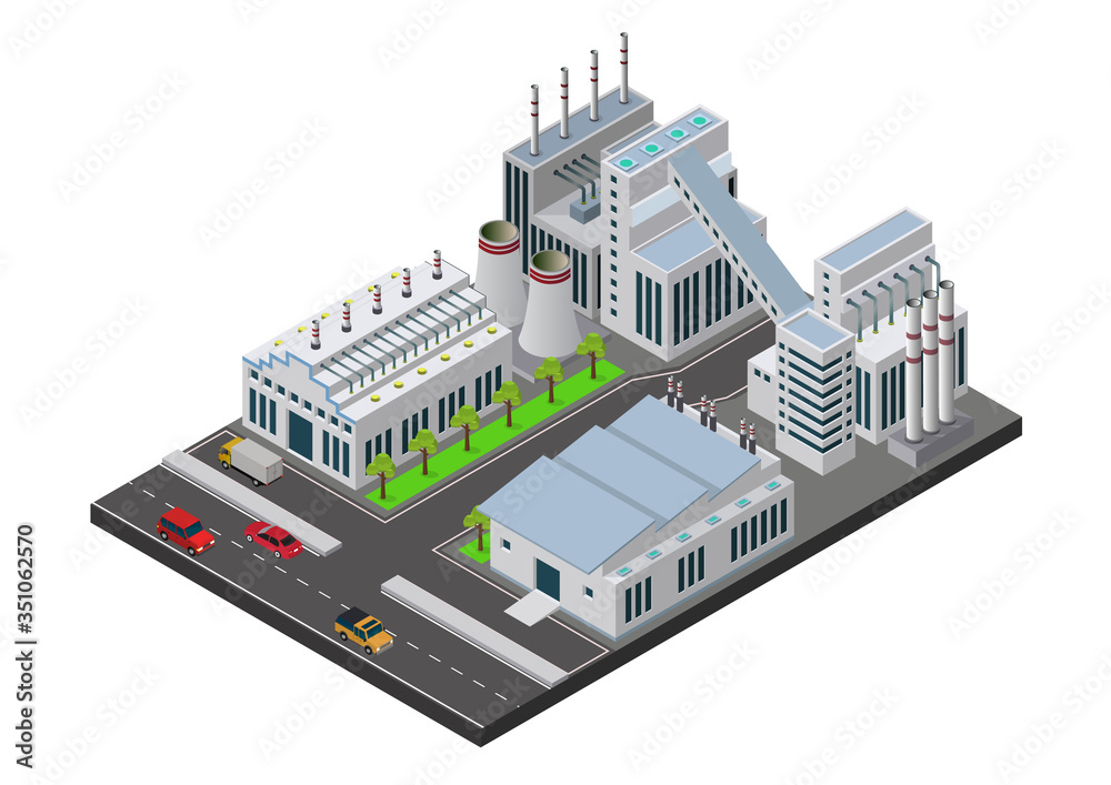 Vector illustration isometric Industrial buildings