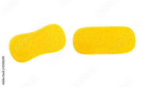 Yellow sponge isolated on white photo