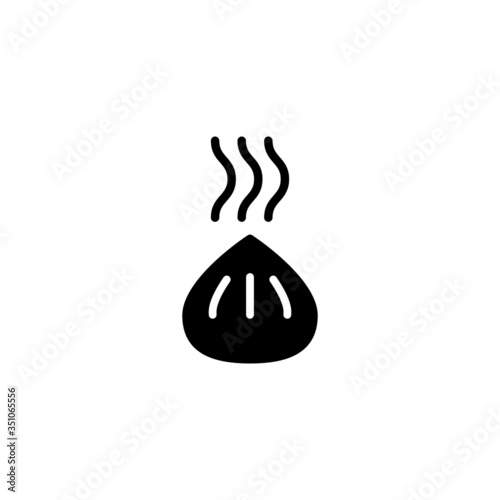 Dumpling vector icon in black solid flat design icon isolated on white background