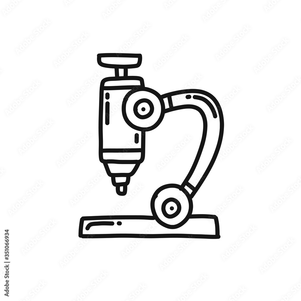 microscope doodle icon, vector illustration