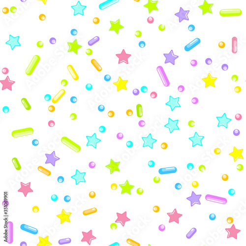 Sprinkle Cupcake Donut Topping. Seamless Pattern 