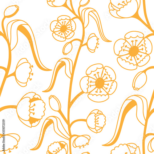 Floral decorative pattern. Maquis. Seamless pattern on a white isolated background